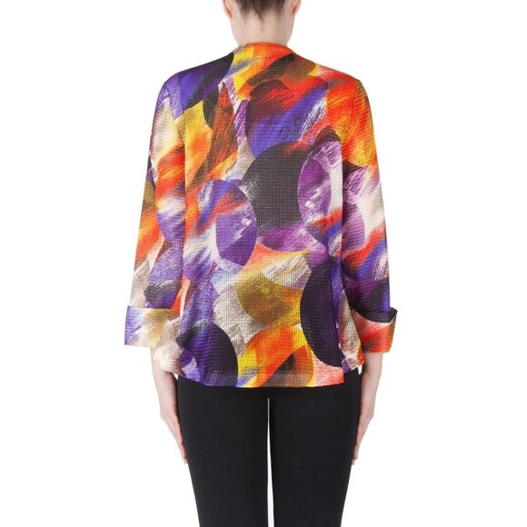 Joesph Ribkoff Mesh Asymmetric 3/4 Sleeve Jacket Womens Sise 12 Lagenlook Artsy - Picture 3 of 12